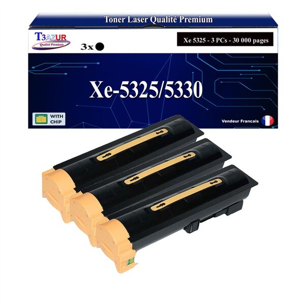 T3AZUR -3x Toners compatibles avec Xerox WorkCentre 5325/ 5330/ 5335 (006R01159) - Noir