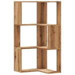 vidaXL Bibliothèque d'angle 3 niveaux chêne artisanal bois ingénierie
