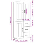 vidaXL Buffet haut Chêne fumé 69 5x34x180 cm Bois d'ingénierie