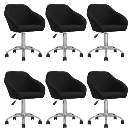 vidaXL Chaises pivotantes à manger lot de 6 noir tissu