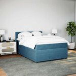 vidaXL Sommier à lattes de lit et matelas bleu 160x200 cm velours