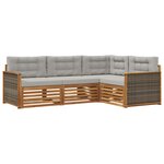 vidaXL Ensemble de canapés d'extérieur 4 Pièces Naturel et gris clair