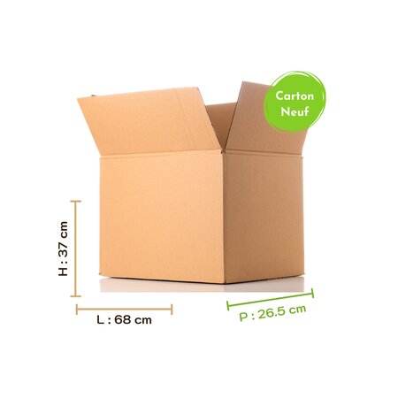 Lot de 20 cartons de déménagement simple cannelure 68x37x26.5cm (x20)