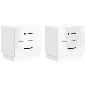 vidaXL Cabinet de chevet 2 Pièces Blanc brillant 43 x 34 5 x 44 5 cm