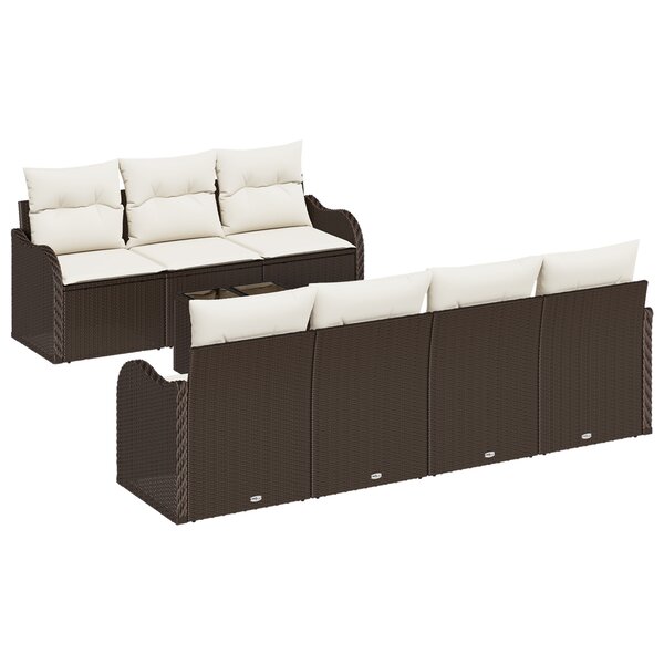 vidaXL Ensemble de canapé de jardin 8 pièces avec coussins marron en polyrotin