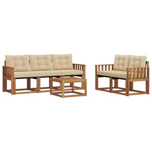 vidaXL Ensemble de canapés d'extérieur 6 Pièces Naturel et Beige