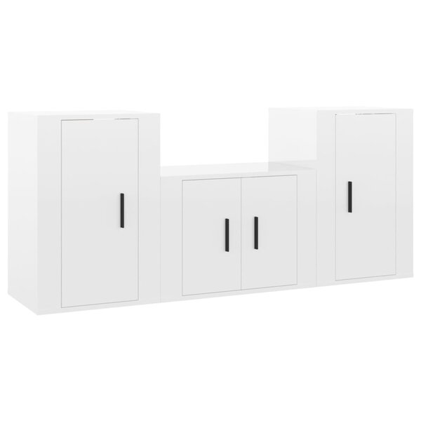 vidaXL Ensemble de meubles TV 3 Pièces Blanc brillant Bois d'ingénierie