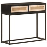 vidaXL Table console noir 90x30x76 cm bois massif de manguier et fer