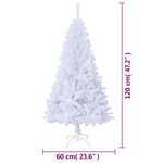vidaXL Arbre de Noël artificiel avec branches épaisses blanc 120cm PVC