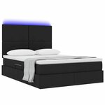 vidaXL Lit avec rangement et LED Noir 140 x 190 cm Polyester