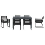 vidaXL Ensemble de salle à manger pour jardin 7 Pièces Noir