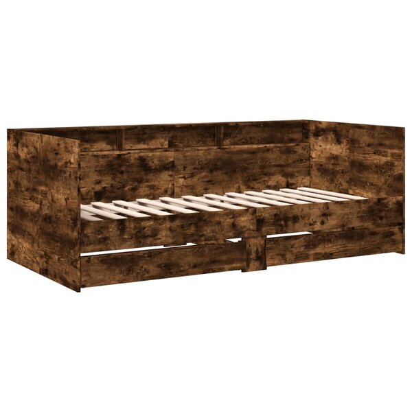 vidaXL Lit de jour et tiroirs chêne fumé 75x190 cm bois d'ingénierie
