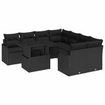 vidaXL Ensemble de canapé de jardin 9 pc Noir polyrotin