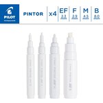Etui de 4 Marqueurs à Pigment PINTOR WHITE Extra Fine  Fine  Moyenne et Large PILOT