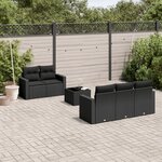 vidaXL Salon de jardin 6 Pièces avec coussins noir résine tressée