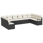 vidaXL Ensemble de canapé de jardin 10 Pièces Noir Poly rotin