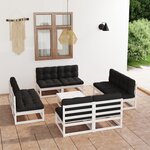 vidaXL Salon de jardin 9 Pièces avec coussins Bois de pin massif
