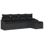 vidaXL Ensemble de canapé de jardin 5 pièces avec coussins Noir Poly Rattan