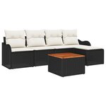 vidaXL Ensemble de canapé de jardin 6 Pièces Noir  blanc