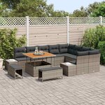 vidaXL Ensemble de canapé de jardin 12 Pièces Gris Poly rotin