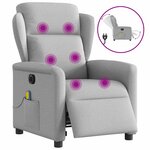 vidaXL Fauteuil de massage inclinable électrique gris nuage tissu