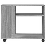 vidaXL Table d'appoint avec roues sonoma gris bois d'ingénierie