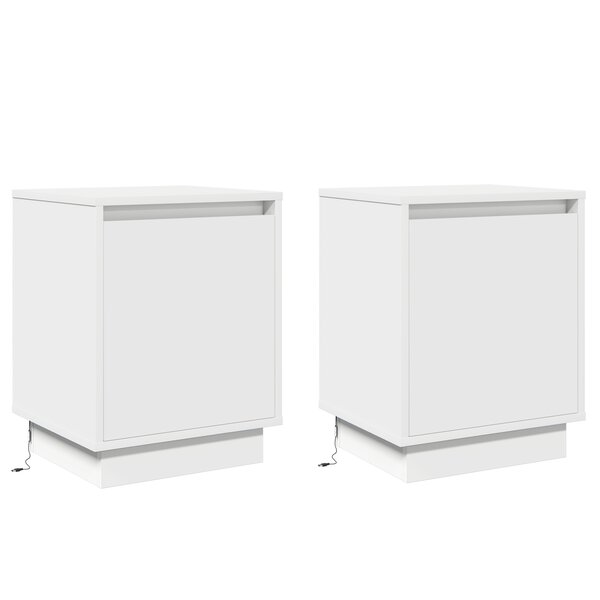 vidaXL Coffres de chevet avec lumières LED 2 Pièces Blanc 39x34 5x50 cm
