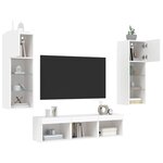 vidaXL Unités murales TV avec LED 5 Pièces blanc bois d'ingénierie