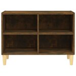 vidaXL Meuble TV avec pieds en bois massif Chêne fumé 69 5x30x50 cm