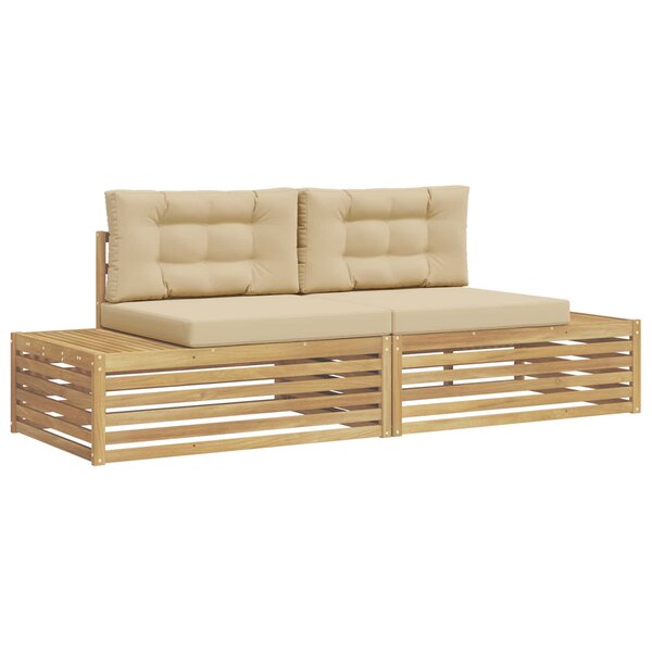 vidaXL 2 Pièces Ensemble de canapés d'extérieur Polyester Blanc