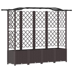 vidaXL Lit Élevé avec Treillis et Toit Marron 204 x 40 x 138 cm PP