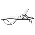 vidaXL Chaise longue avec coussin Résine tressée Noir