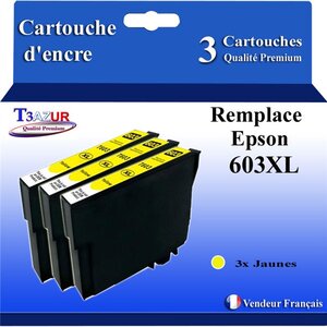 3x Cartouches Compatibles avec Epson 603 603XL pour Epson WorkForce WF-2820DWF WF-2830DWF WF-2840DWF WF-2850DWF WF-2870DWF WF2835-DWF Jaune