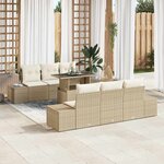 vidaXL Ensemble de canapé de jardin avec coussin 7 Pièces Beige  Crème