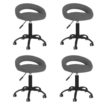 vidaXL Chaises pivotantes à manger lot de 4 gris foncé velours