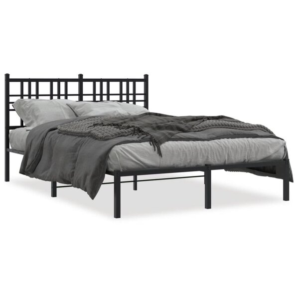 vidaXL Cadre de lit métal sans matelas avec tête de lit noir 140x190cm