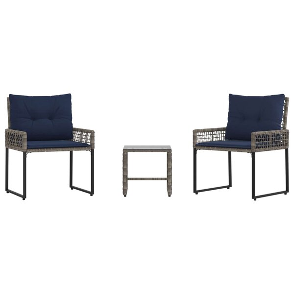 vidaXL Ensemble de meubles d'extérieur 3 pc Gris et marine