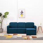 vidaXL Canapé-lit modulaire 3 places Bleu Tissu