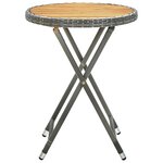 vidaXL Table à thé Gris 60 cm Résine tressée et bois d'acacia solide