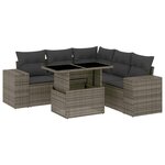 vidaXL Salon de jardin 6 Pièces avec coussins gris résine tressée