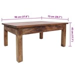 vidaXL Table basse bois d'acajou massif 96x73x45 cm