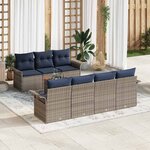 vidaXL Ensemble de canapé de jardin avec coussin 8 Pièces Gris polyrotin