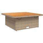 vidaXL Table de jardin beige 110x110x71 cm résine tressée bois acacia