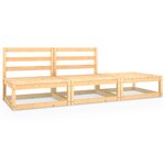 vidaXL Salon de jardin 3 Pièces Bois de pin massif