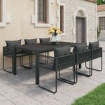 vidaXL Ensemble à manger de jardin 7 Pièces PVC résine tressée noir