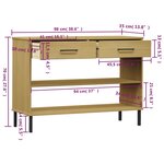 vidaXL Armoire console avec pieds en métal Marron Bois pin massif OSLO