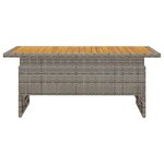 vidaXL Table de jardin gris 100x50x43/63 cm acacia et résine tressée