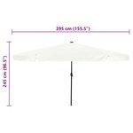vidaXL Parasol de jardin Blanc  Noir 395 x 395 x 245 cm