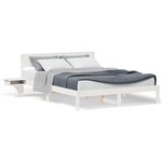 vidaXL Cadre de lit avec tables de chevet Blanc Bois massif en pin