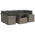 vidaXL Salon de jardin avec coussins 7 Pièces gris résine tressée